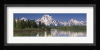 Reflection of a mountain range in water, Oxbow Bend, Grand Teton National Park, Wyoming, USA Fine Art Print