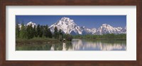 Reflection of a mountain range in water, Oxbow Bend, Grand Teton National Park, Wyoming, USA Fine Art Print