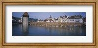 Covered bridge over a river, Chapel Bridge, Reuss River, Lucerne, Switzerland Fine Art Print