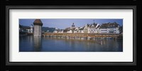 Covered bridge over a river, Chapel Bridge, Reuss River, Lucerne, Switzerland Fine Art Print