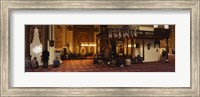 Group of people praying in a mosque, Ulu Camii, Bursa, Turkey Fine Art Print