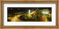 High angle view of traffic moving around a statue, Marques De Pombal Square, Lisbon, Portugal Fine Art Print