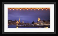 Switzerland, Zurich, Cityscape of Zurich at Christmas Fine Art Print