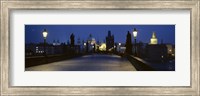 Street light on a bridge, Charles Bridge, Prague, Czech Republic Fine Art Print