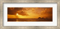 Silhouette of rock formations in water, Northern California, California, USA Fine Art Print