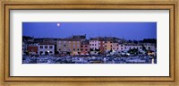 Buildings, Evening, Moonrise, Rovinj, Croatia Fine Art Print