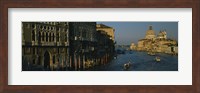 High angle view of boats in a canal, Santa Maria Della Salute, Grand Canal, Venice, Italy Fine Art Print