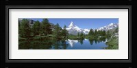 Reflection of a mountain in a lake, Matterhorn, Riffelsee Lake, Pennine Alps, Zermatt, Valley, Switzerland Fine Art Print