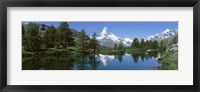 Reflection of a mountain in a lake, Matterhorn, Riffelsee Lake, Pennine Alps, Zermatt, Valley, Switzerland Fine Art Print