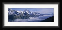 Aerial View Of Clouds Over Mountains, Swiss Alps, Switzerland Fine Art Print