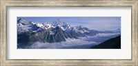 Aerial View Of Clouds Over Mountains, Swiss Alps, Switzerland Fine Art Print