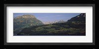 Houses on mountains, Schwyz, Canton Of Schwyz, Switzerland Fine Art Print