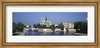 Cathedral along a river, Notre Dame Cathedral, Seine River, Paris, France Fine Art Print