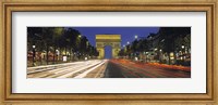 View Of Traffic On An Urban Street, Champs Elysees, Arc De Triomphe, Paris, France Fine Art Print