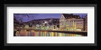 Switzerland, Zurich, River Limmat, view of buildings along a river Fine Art Print