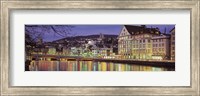 Switzerland, Zurich, River Limmat, view of buildings along a river Fine Art Print