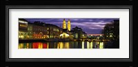 Reflection of night lights in River Limmat Zurich Switzerland Fine Art Print