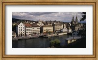 High angle view of buildings along a river, River Limmat, Zurich, Switzerland Fine Art Print