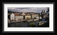High angle view of buildings along a river, River Limmat, Zurich, Switzerland Fine Art Print