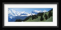 Valley and snow covered peaks, Murren Switzerland Fine Art Print