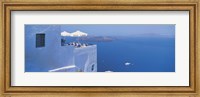 Building On Water, Boats, Fira, Santorini Island, Greece Fine Art Print