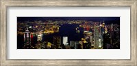 Buildings Illuminated At Night, Hong Kong Fine Art Print