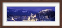 Austria, Salzburg, Aerial view of a city at night Fine Art Print