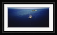 High angle view of a sailboat in the ocean, Heron Island, Great Barrier Reef, Queensland, Australia Fine Art Print