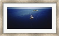 High angle view of a sailboat in the ocean, Heron Island, Great Barrier Reef, Queensland, Australia Fine Art Print