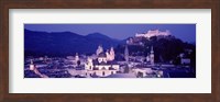 Austria, Salzburg, Panoramic view of the city in dusk Fine Art Print