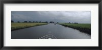 Motorboat in a canal, Friesland, Netherlands Fine Art Print