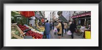 Group Of People In A Street Market, Rue De Levy, Paris, France Fine Art Print