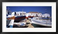 Rowboats on a harbor, Mykonos, Greece Fine Art Print