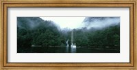 Yacht in the ocean, Fiordland National Park, South Island, New Zealand Fine Art Print
