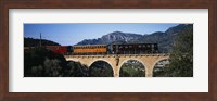 Train crossing a bridge, Sierra De Tramuntana, Majorca, Spain Fine Art Print