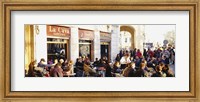 Tourists sitting outside of a cafe, Barcelona, Spain Fine Art Print