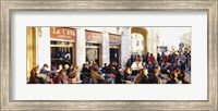 Tourists sitting outside of a cafe, Barcelona, Spain Fine Art Print