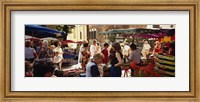 Group of people in a street market, Ceret, France Fine Art Print