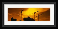 Silhouette of cranes at a construction site, London, England Fine Art Print