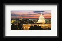 High angle view of a city lit up at dusk, Washington DC, USA Fine Art Print
