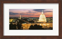 High angle view of a city lit up at dusk, Washington DC, USA Fine Art Print