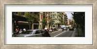 Traffic On A Road, Barcelona, Spain Fine Art Print