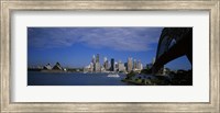 Skyscrapers On The Waterfront, Sydney Harbor Bridge, Sydney, New South Wales, United Kingdom, Australia Fine Art Print