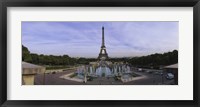 Fountain in front of a tower, Eiffel Tower, Paris, France Fine Art Print