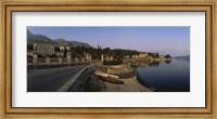 Boats on the coast, Lombardy, Lake Como, Italy Fine Art Print