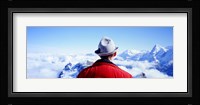 Man Contemplating Swiss Alps, Switzerland Fine Art Print