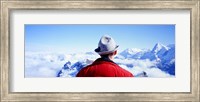 Man Contemplating Swiss Alps, Switzerland Fine Art Print