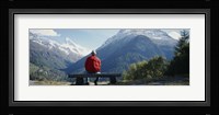 Hiker Contemplating Mountains Switzerland Fine Art Print