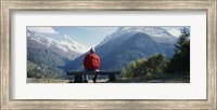 Hiker Contemplating Mountains Switzerland Fine Art Print