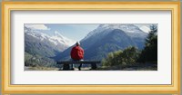 Hiker Contemplating Mountains Switzerland Fine Art Print